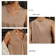 thumbnail image 5 of Camiseta sin mangas con cuello en V para mujer Color puro Acabado satinado Top sin mangas de satén de moda Color liso Caqui XXL, 5 of 6