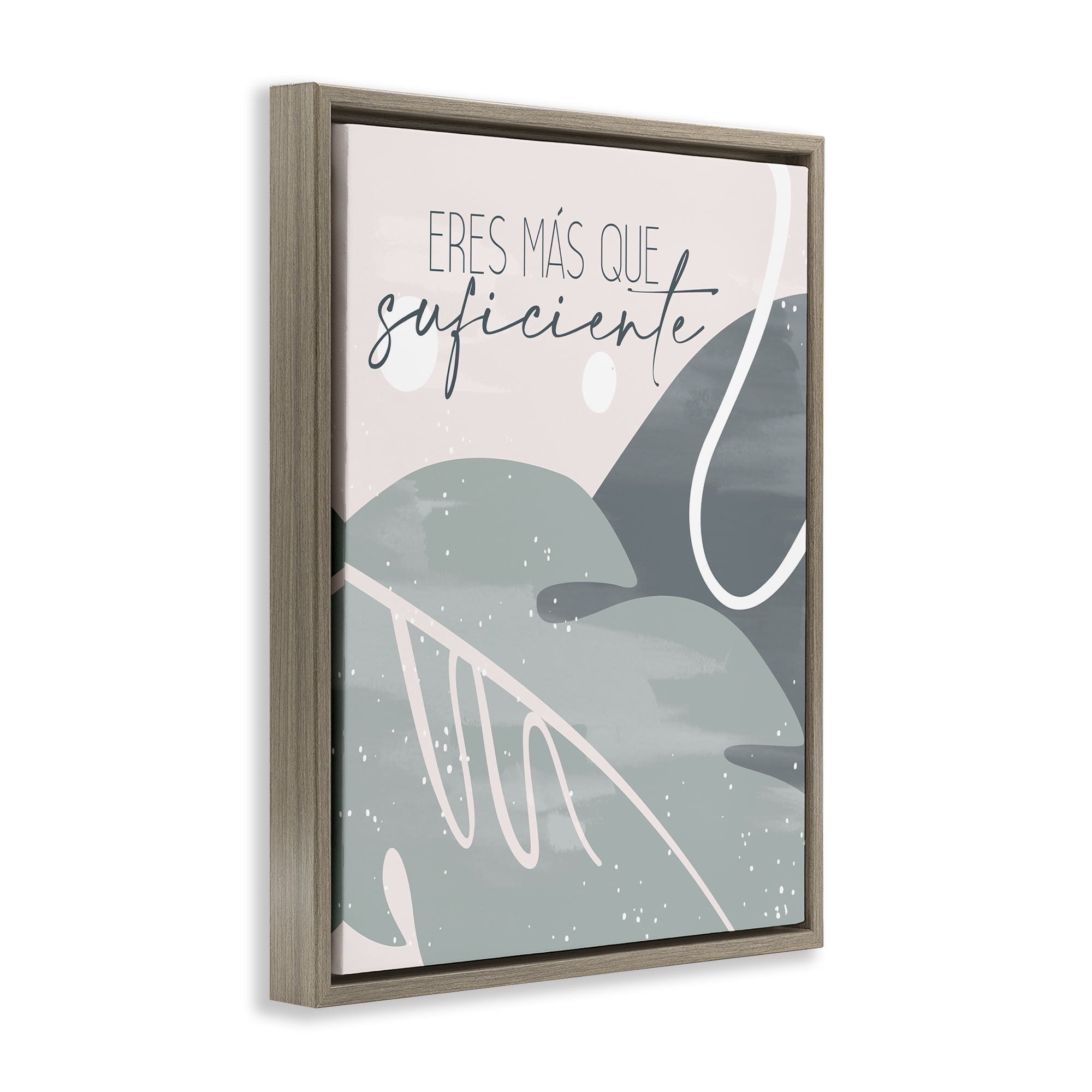 Stupell Industries Eres Más Que Suficiente Inspirational Quotes & Sayings Painting Brown Floater Framed Art Print Wall Art, 17 x 21