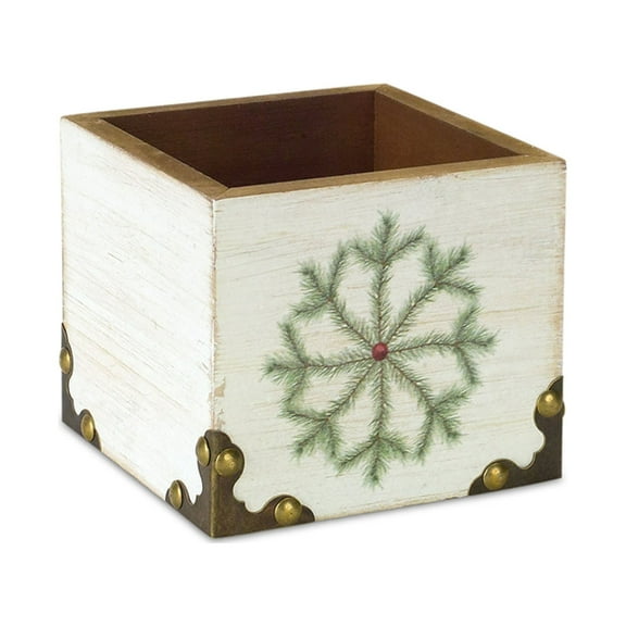 Melrose Snowflake Christmas Storage Box - 4.5" - White and Green