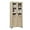 Pear Wood, variant on Tall Storage Cabinet,2 Glass Doors, Kitchen Pantry 5 Tier Bathroom Cabinet with Adjustable Shelves for Kitchen, Dining Room, Bathroom (Black, 2 Door with Glass)