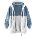 thumbnail image 4 of TQWQT Fleece Coats for Women  Faux Fur Jacket Coat Fuzzy Fleece Jacket Plus Size Zip Up Drawstring Sweatshirt Oversized Light Blue S, 4 of 6