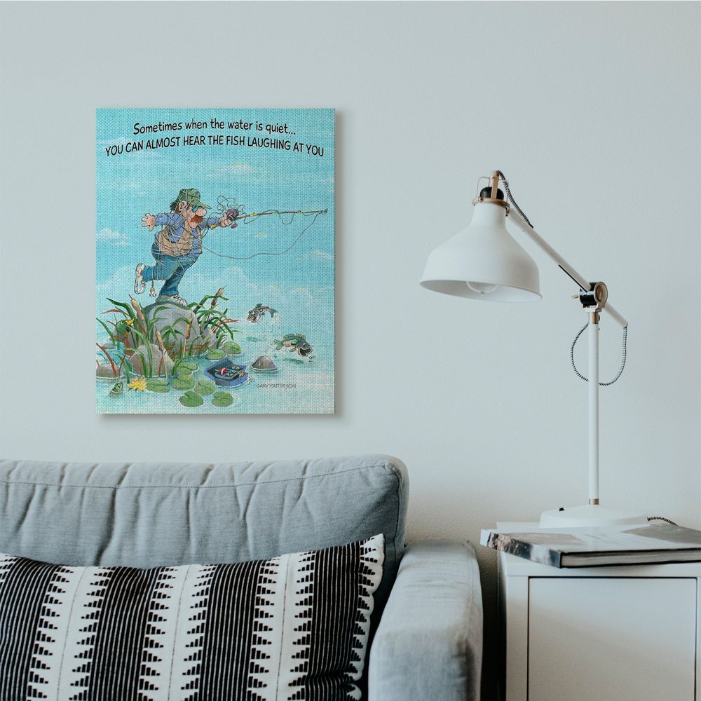 Stupell Industries Fish Laughing Funny Sports Fishing Cartoon Design Canvas Wall Art by Gary Patterson