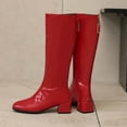 thumbnail image 3 of SACFOF Knee High Boots for Women Chunky Heel Square Toe Tall Boots Wide Calf Fashion Long Boot with Side Zipper, 3 of 6