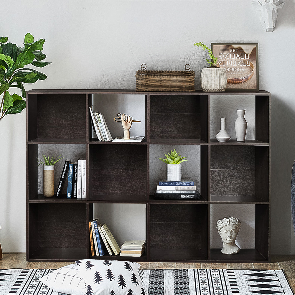 Kepooman Wood 12 Cubes Organizer Storage Bookcase, 3Tier Bookshelf