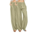 thumbnail image 1 of FNFYFH Clearance Ladies Plus Size Casual Long Linen Pants Solid, 1 of 5
