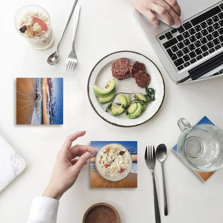 

KXMDXA Beautiful Sunrise Set of 4 Coaster for Drinks Absorbent Ceramic Stone Coasters Cup Mat with Cork Base for Home Kitchen Room Coffee Table Bar Decor