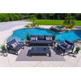 thumbnail image 3 of Juno 4-Piece Large Aluminum Sofa Set for Outdoor Conversation Sofa Set for Patio with Three Seat Sofa, Two Armchairs, and Coffee Table (Charcoal, 4 Piece), 3 of 11