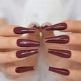 thumbnail image 2 of Uñas postizas Apuakthei Salon Ultra Long Coffin Ballerina Display C Curvadas Uñas postizas Borgoña Rojo oscuro Sin pegamento Color sólido Uñas artificiales pintadas a presión, 2 of 6