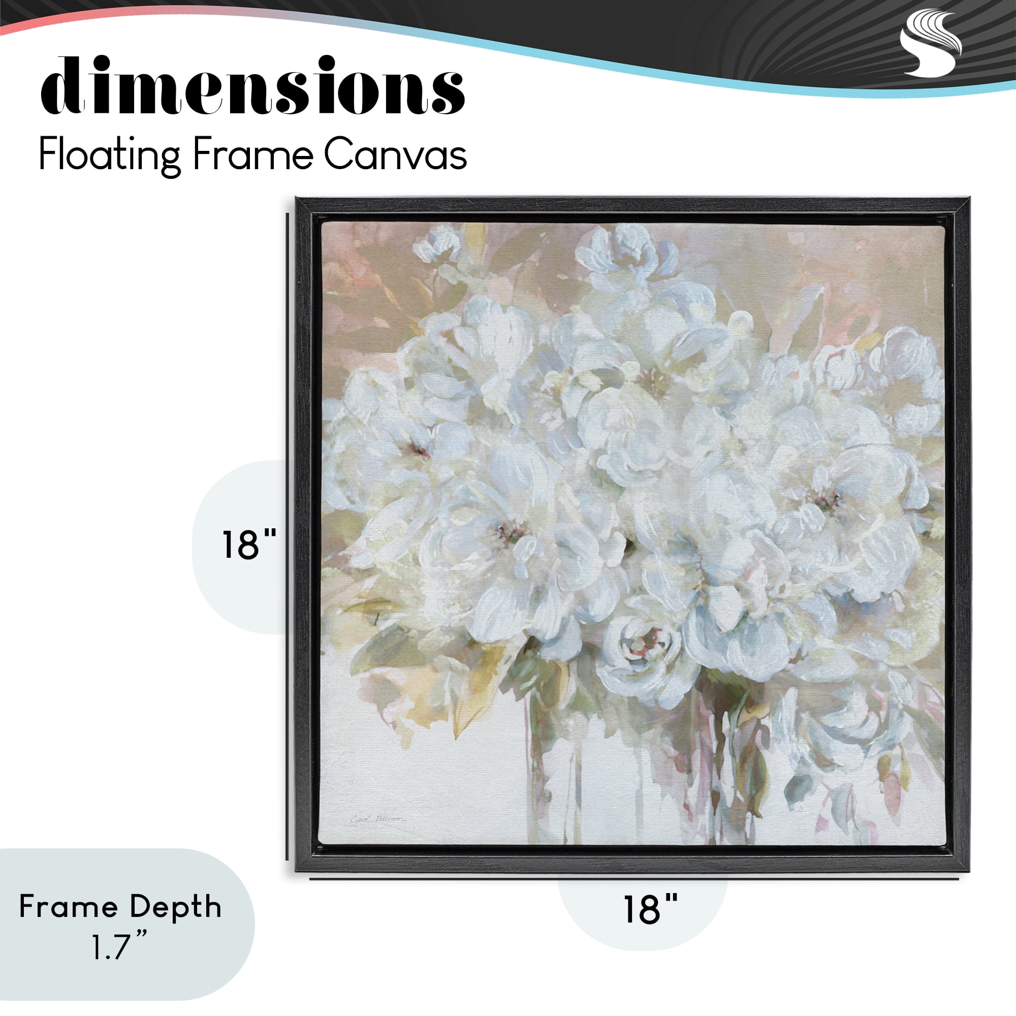 Stupell Industries Soft White Bouquet Serenity Black Framed Floater Canvas Wall Art, design by Carol Robinson