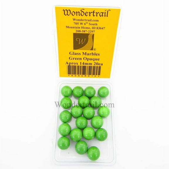 Green Opaque 14mm Glass Marbles Pack of 20 Wondertrail