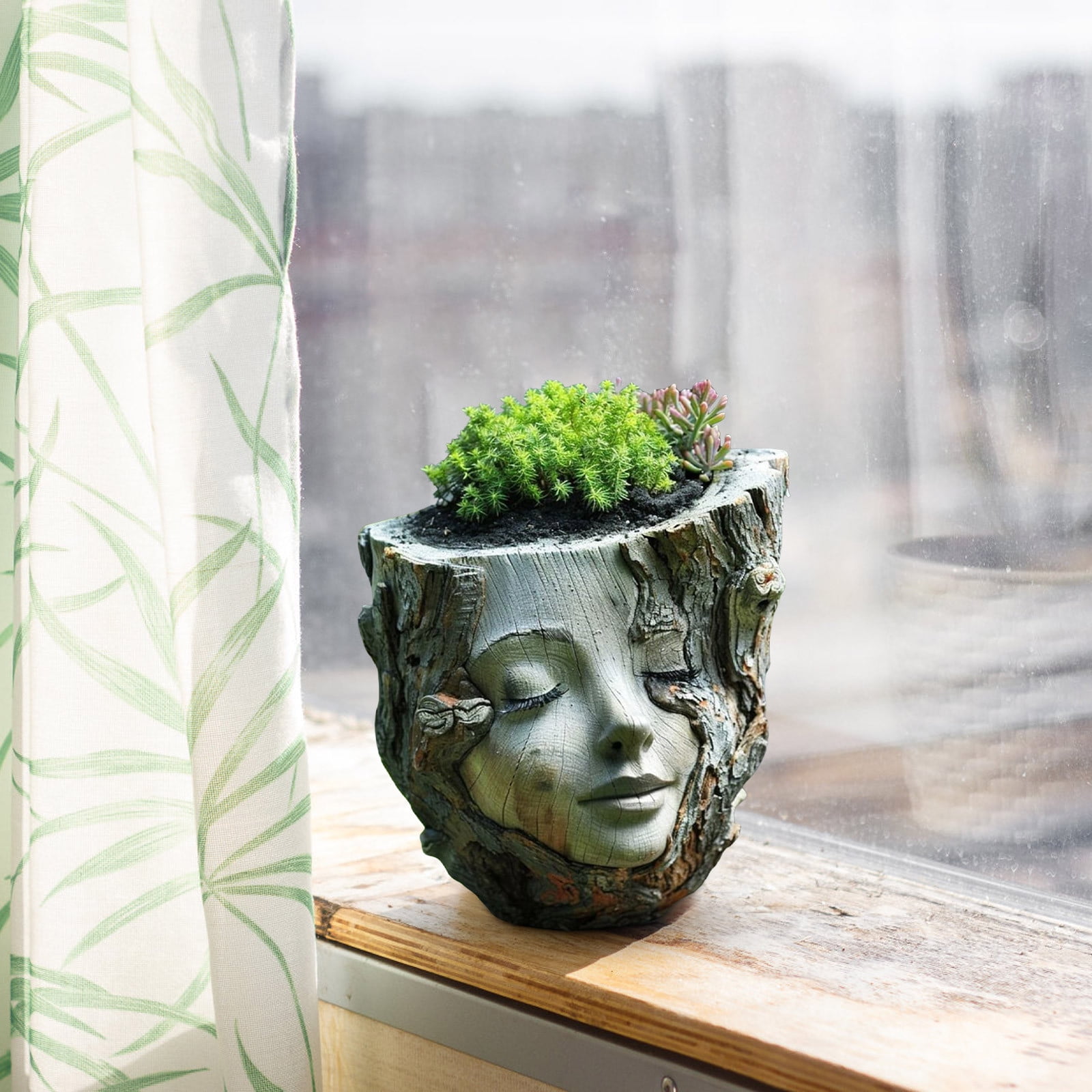 Face Planter Pot, Handmade Sleeping Wood Elf Flower Pot, Cute Funny Resin  Face Plant Pots with Drnage Hole Unique Creative Baroque Head Planter for  ...