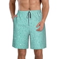 thumbnail image 1 of Balery Teal Turquoise Glitter Traje de Baño Estilo Hawaiano para Hombre, Shorts de Secado Rápido con Bolsillos-Large, 1 of 6