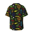 thumbnail image 2 of Xecao offers the Pixel Game for Men's Casual Short-sleeved Shirt, a button-up collared shirt with a pocket, perfect for beach vacations and yacht travel in the Medium size., 2 of 7