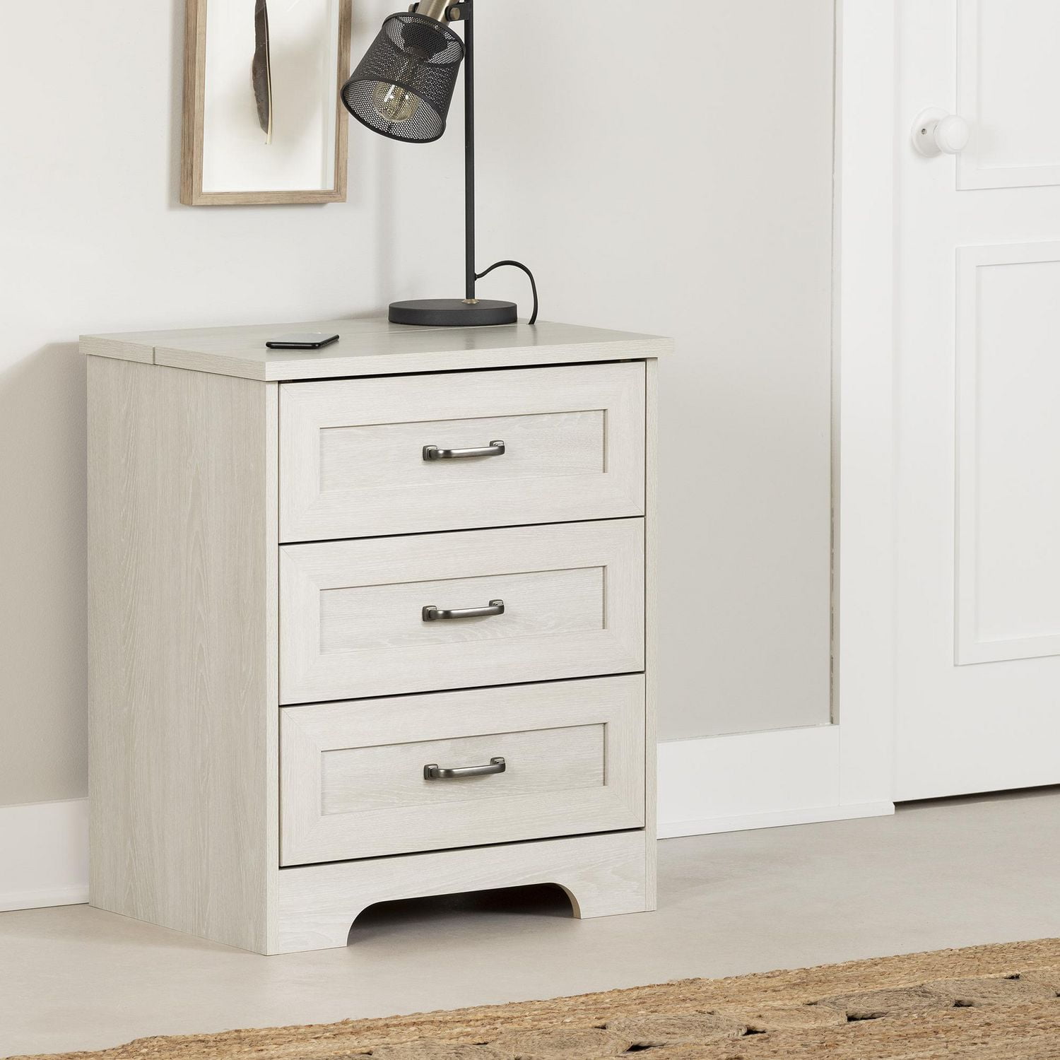 2-Drawer End Table with Movable Surface from the collection Harma South Shore