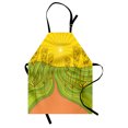 thumbnail image 1 of County Apron, Agriculture Themed Farmland with Starburst Lines and Wheat Motifs, Unisex Kitchen Bib with Adjustable Neck for Cooking Gardening, Adult Size, Burnt Sienna Yellow, by Ambesonne, 1 of 4