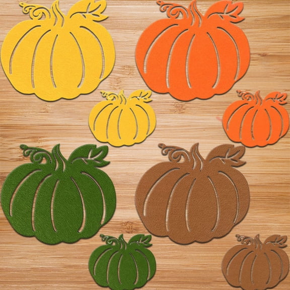 8 Pack Fall Pumpkin Placemats, Round Embroidered Thanksgiving Table Mats, Hollow Cutout Washable Autumn Table Decor for Dining Table, Kitchen, Harvest Party & Home