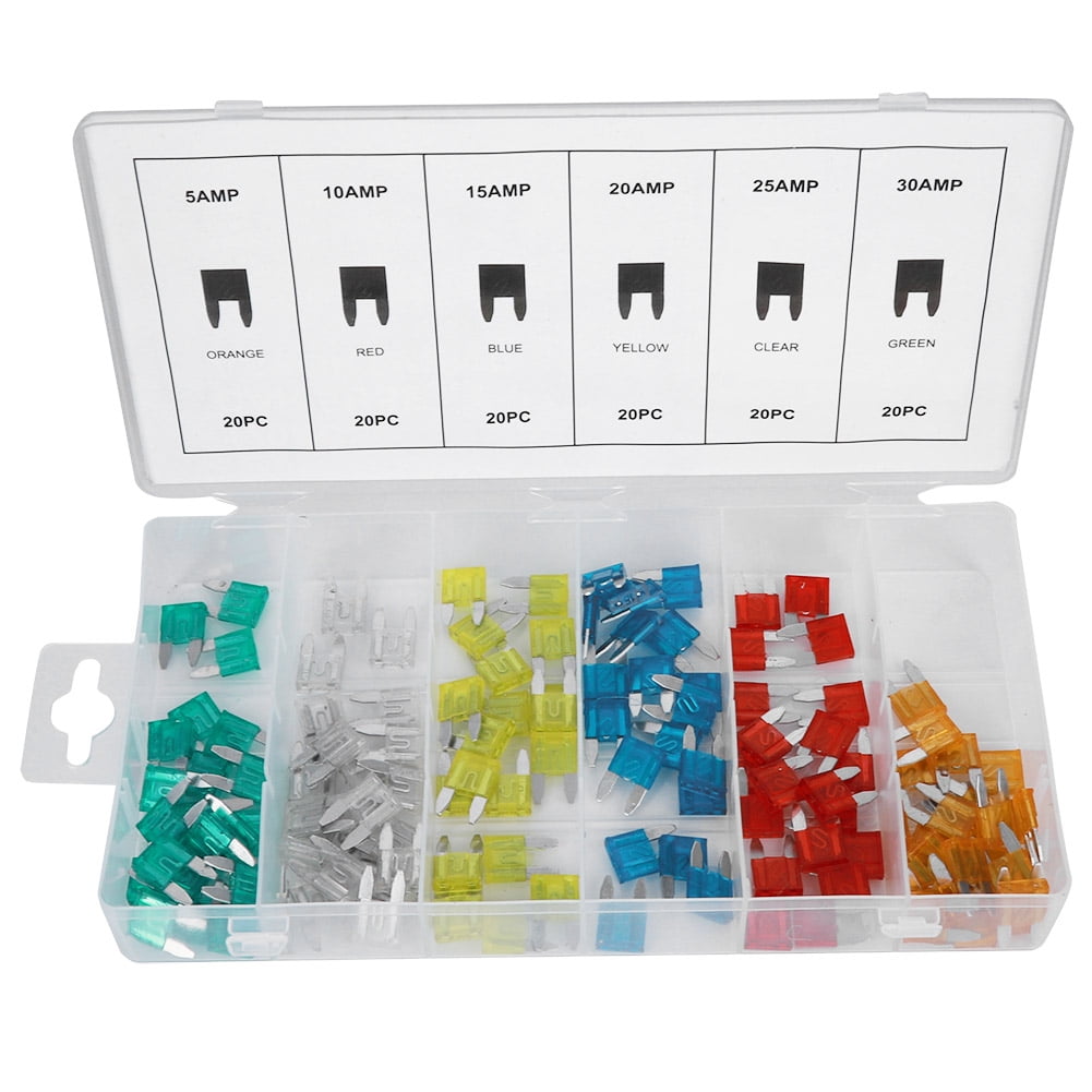 Kritne Fuse Kit,120Pcs/Box Small Size Car Blade Fuse Assortment Kit 5AMP 10AMP 15AMP 20AMP 25AMP 30AMP Fuse