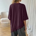 thumbnail image 6 of Asymmetrical Tunic Blouse for Women Summer Oversized Lace Trim T Shirts 2026 Casual Half Sleeve Hem Tops Loose Crewneck Purple XL, 6 of 7