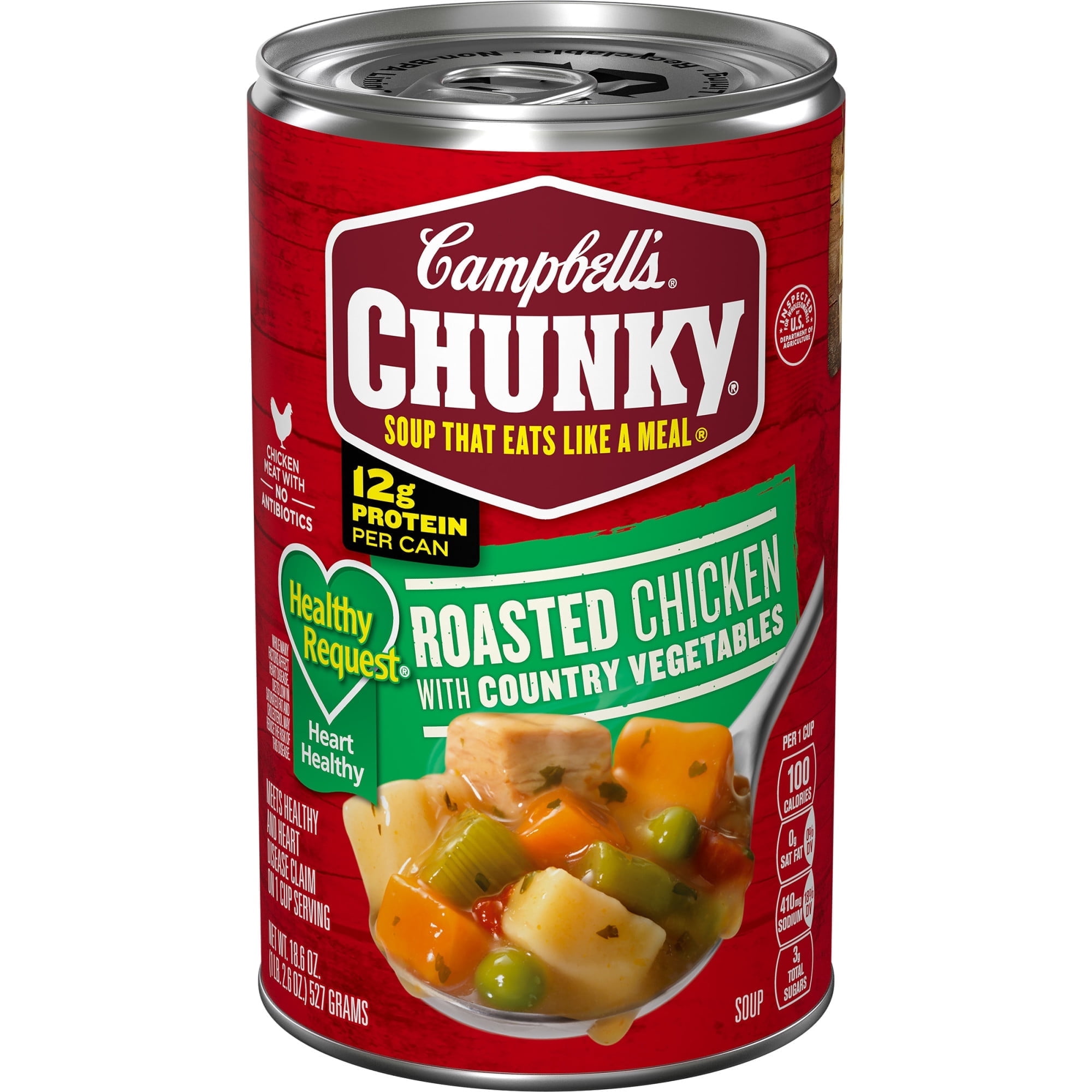 Campbell’s Chunky Healthy Request Soup, Ready to Serve Roasted Chicken Soup with Country Vegetables, 18.6 oz Can, (Pack of 2)