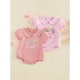 thumbnail image 3 of BemeyourBBs Newborn Baby Girls Summer Christening Clothes Infant Baby Girl God is Good All the Time Outfit Bubble Rompers Letter Flower Embroidery Doll Collar Short Sleeve Bodysuits Jumpsuits, 3 of 9