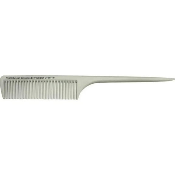 KD Vincent White Ceramic Rat Tail Comb Large Extra Wide Teeth - 10"
