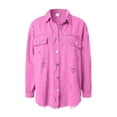 thumbnail image 4 of adviicd Women's Oversized Denim Jacket Casual Long Sleeve Denim Shirts Jean Jacket Fall Outfits 2025 Hot Pink, M, 4 of 6