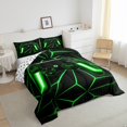 thumbnail image 4 of Gaming Comforter Set Twin Size Game Room Decor, Video Game Gamer Comforter Teens Black and Green Gamepad Console Bedding Set All Season, Lightweight Warm Durable, 4 of 5