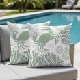 thumbnail image 4 of Set of 2 Summer Pillow Covers 20x20 Inch, Sage Green Crab Coral Seashell Nautical Coastal Ocean Decorative Throw Pillow Cases Cotton Cushion Covers for Sofa Couch Bed Living Room Bedroom Home Decor, 4 of 9