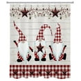 thumbnail image 2 of HVEST Funny Gnome Shower Curtain, Red White Rustic Polyester, 60” x 72” Waterproof, 2 of 5