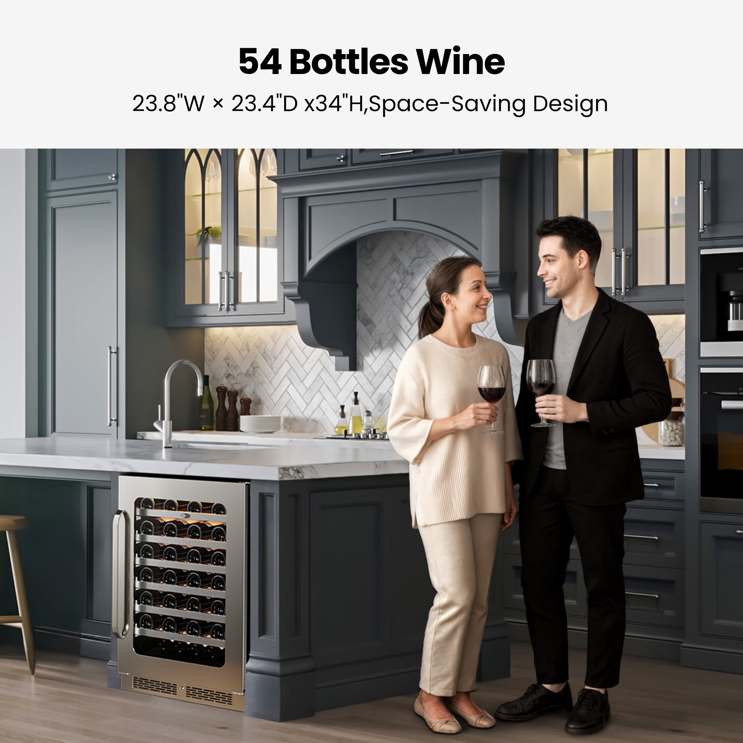 Whynter 24 inch Wine Cooler Refrigerator, 54 Bottle Wine Fridge with Stainless Steel Glass Door