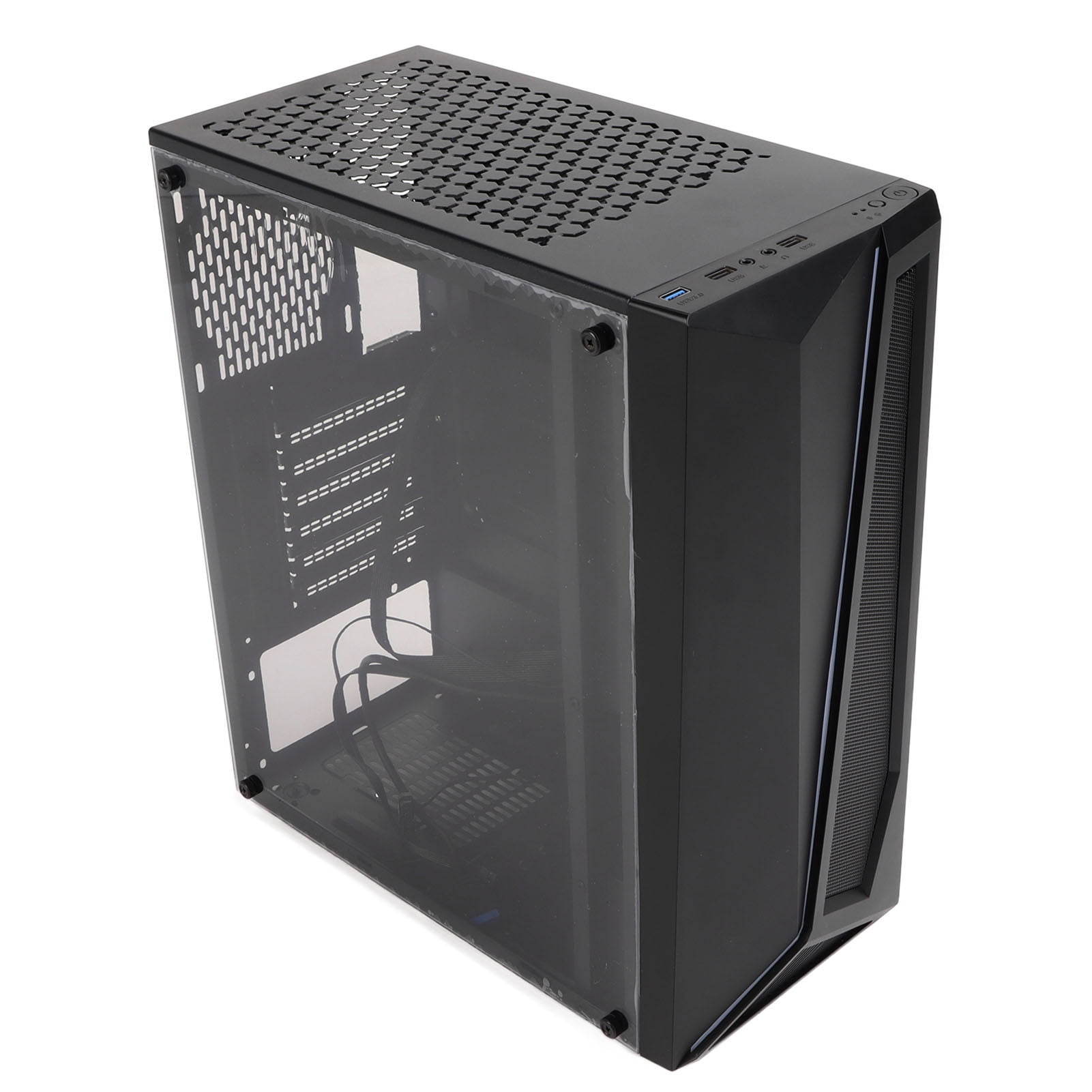 Gaming PC Desktop Computer, Transparent Design Desktop Chassis Fast Transfer Speed  Heat Dissipation High Internal Compatibility  for Office for Home