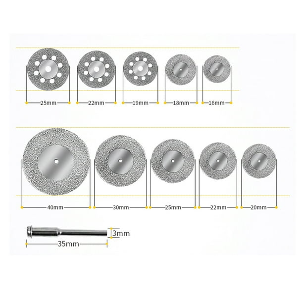 Amdohai 10pcs/set Diamant Cutting Wheels avec 3mm Diamant de Mandrin Disques  de Coupe Jeu de Roue de Coupe Remplacement pour Outil Rotatif Dremel avec  Boîte de Stockage 