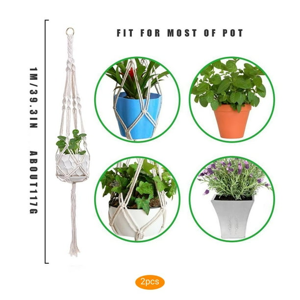 2PCS Flower Pot Hanger Indoor Outdoor Plants Hanging Basket Cotton Rope