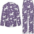 thumbnail image 6 of Top-kevin Women's Pajama Sets Black White Floral Horse Long Sleeve Lounge Sets Pjs Sleepwear with Pockets, 6 of 12