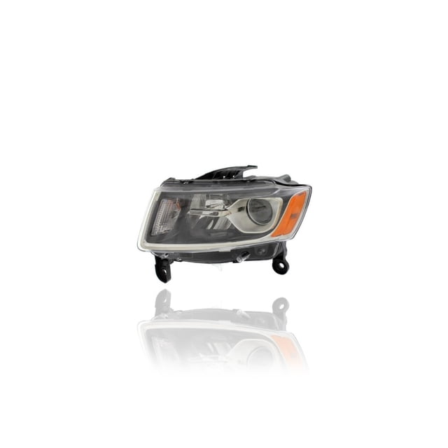 Headlight Assembly - Compatible/Replacement for '14-16 Jeep Grand Cherokee - Standard-Type Halogen Chrome - Left Hand - Driver - 68110997AF - CAPA
