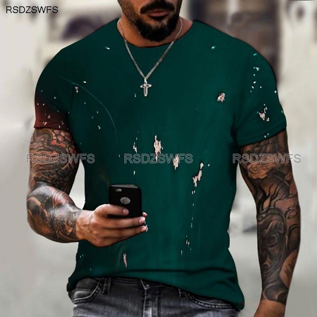2024 Summer Men's New Short-sleeved 3D Printing Technology Round Neck Design Fashionable T-shirt With Free