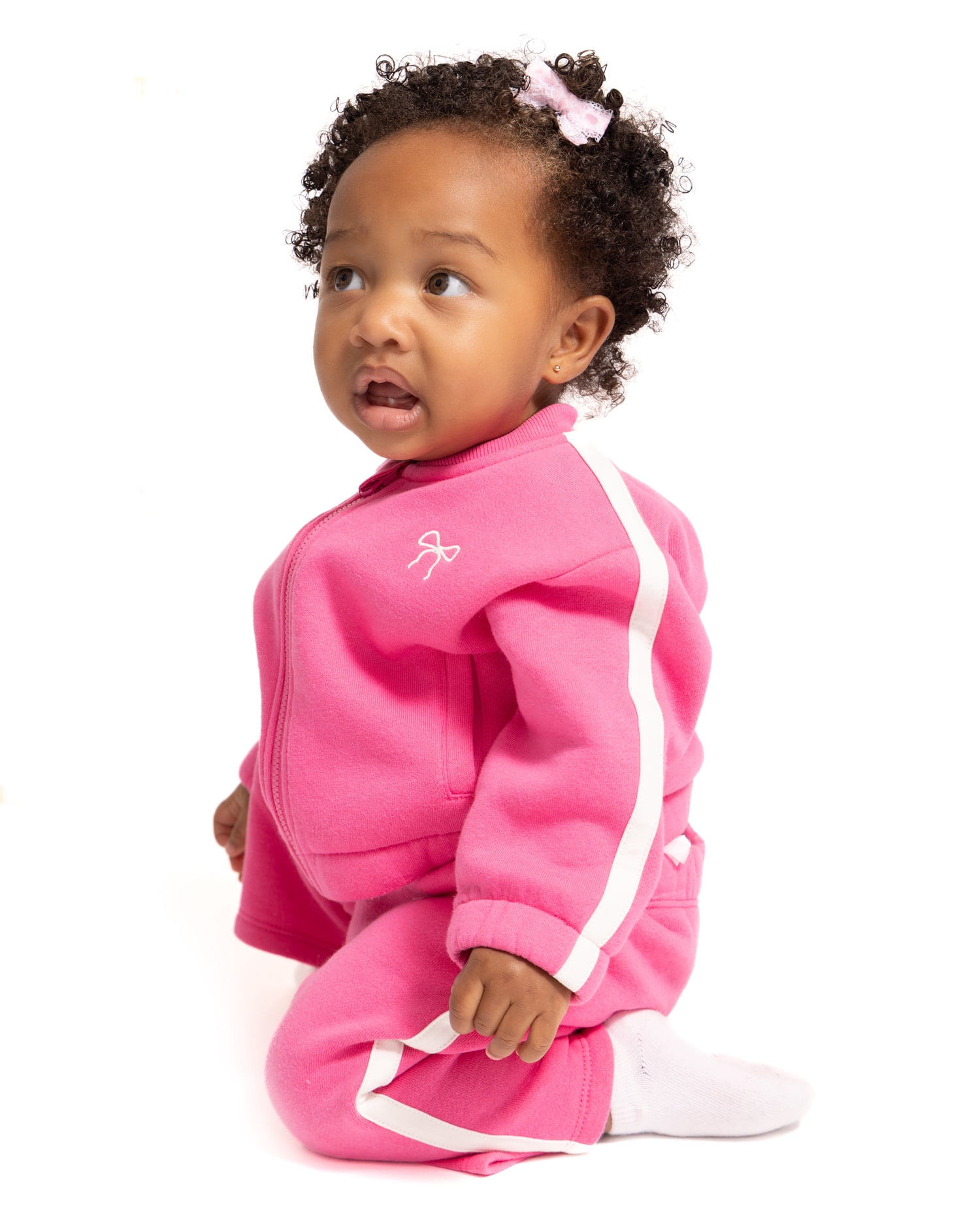Wonder Nation Baby Girls Long Sleeve Full-Zip Tracksuit, 2 Piece, Sizes 0/3M-24M