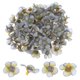 thumbnail image 1 of Uxcell 50-Pack Cabezas de Flores Artificiales, Pequeñas Flores de Seda Falsas para Decoración de Bodas/Guirnaldas/Sombreros/Zapatos/Fiestas [Gris], 1 of 1