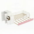 thumbnail image 4 of Multifunctional Pink Twin Size Wood Platform Bed - Features Built-in Bookshelf, Movable Wardrobe & Trundle for Versatile Use, 4 of 16