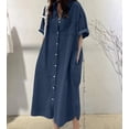 thumbnail image 5 of Womens Summer Casual Short Sleeve Long Shirt Dress Casual Loose Button Down Dress, 5 of 8
