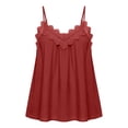 thumbnail image 4 of Purcolt Womens Spaghetti Strap Babydoll Tank Top Dressy Casual Pleated Scalloped Lace V Neck Camisole Blouses Summer Flowy Beach Vacation Loose Fit Shirts, 4 of 8