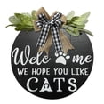 thumbnail image 1 of Welcome Round Wooden Sign Welcome Hanging Bow Sign Pet Sign, 1 of 7