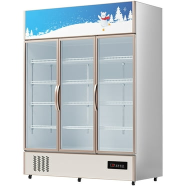 BENTISM Commercial Merchandiser Refrigerator, Triple Glass Doors, 31.6 Cubic Ft, Upright Display Beverage Cooler, 79"" Tall x 60"" Width, Fridge with LED Lighting for Drink Wine Soda, Gold
