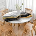 thumbnail image 3 of Black White Gold Wave Marble Round Fitted Tablecloth with Elastic Edge,Dining Table Cover Waterproof,Outdoor Round Tablecloth for Camping,Dining,Indoor and Outdoor, 3 of 7