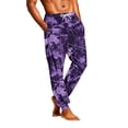 thumbnail image 4 of Men's Camouflage Print Jogger Pajama Pants, Drawstring Two Pocket Cuffed Lounge Sleep Trousers Nightwear Slacks, Purple, S, 4 of 6