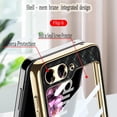thumbnail image 2 of Compatible with Samsung Galaxy Z Flip 6 Case Ring Holder Stand Woven Leather Cover Built in Small Screen Protector Camera Protector Women Men Kickstand Phone Case for ZFlip 6 5G (2024) Black, 2 of 5