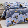 thumbnail image 5 of Btargot Gray Construction Truck Comforter Set Twin for Kids Boys Car Bedding Set with Excavator Motorcycle Pattern, 5 of 11