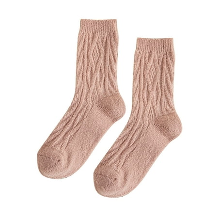 

HSMQHJWE Pink Mens Socks High Heel Socks Women Autumn And Winter Textured Twist Warm Socks Solid Color Home Socks No Show Running Socks