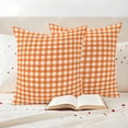 thumbnail image 3 of Orange Outdoor Waterproof Pillow Covers, Country French Rustic Buffalo Plaid Modern Art Decorative Square Throw Pillowcase Sofa Cushion Sham for Patio/Couch/Chair, 24"x24" 2 Pack, 3 of 8