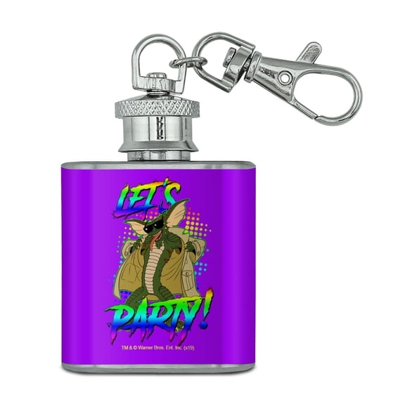 Gremlins Let's Party! Stainless Steel 1oz Mini Flask Key Chain